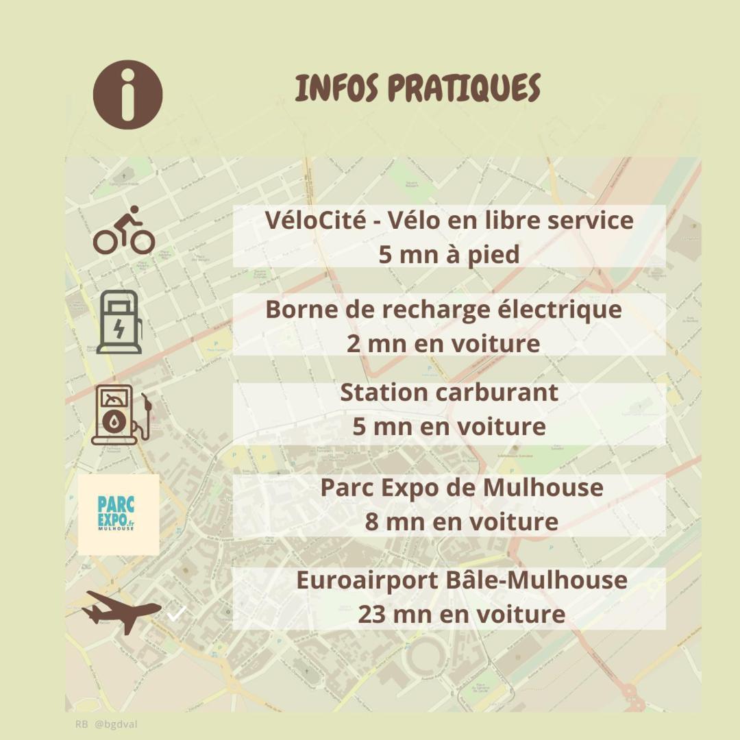 Rb-0G - Appartement F3 Au Rdc Tout Equipe Pour 1 A 5 Pers Mulhouse Exterior foto